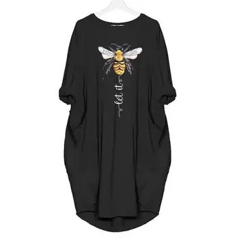 Hillbilly Women Женское платье с принтом пчелы Kind Faith, винтажные платья-футболки, женская одежда Maxi Vadim, 5XL