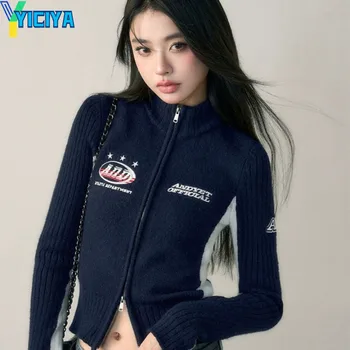 YICIYA куртка-бомбер женская университетская новая верхняя одежда Вязаные Куртки American y2k racing oversize на молнии Винтажная куртка топы, пальто
