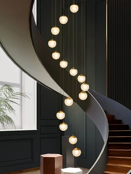Длинная люстра на лестнице, Современная Светодиодная Потолочная Люстра, Роскошный дизайн, декор для лестницы, гостиной, столовой, Подвесная Подвесная лампа