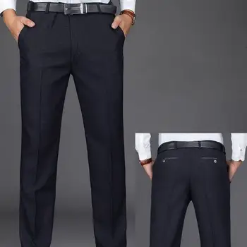Классические мужские брюки, весенне-летние повседневные брюки, прямые брюки с высокой талией, деловые повседневные брюки для мужчин pantalones hombre