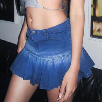 Летняя мода 2023, сексуальная джинсовая юбка трапециевидной формы, женская танцевальная одежда для вечеринок, женская форма для черлидинга