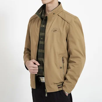 Мужские куртки, брендовая двусторонняя военная куртка большого размера, Весенне-осенняя хлопковая Деловая Повседневная дизайнерская одежда с множеством карманов