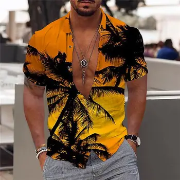 Мужские рубашки Coconut Tree с 3D принтом, высококачественная мужская одежда уличного дизайнера, рубашка оверсайз с коротким рукавом, модная толстовка