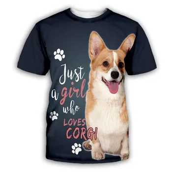 Мужские футболки с надписью HX Love Corgi Серии Animals, мужская одежда, топы с 3D-принтом Pets Paw, повседневная уличная одежда унисекс в стиле харадзюку