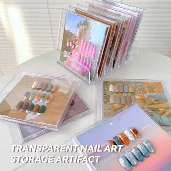 Прозрачная доска для демонстрации образцов нейл-арта, цветные карточки с типсами для ногтей, книжная полка для показа, Акриловый пылезащитный ящик для хранения